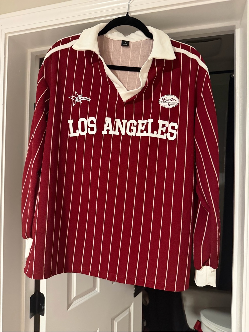 Los Angeles Red Pinstripe Rugby Pullover